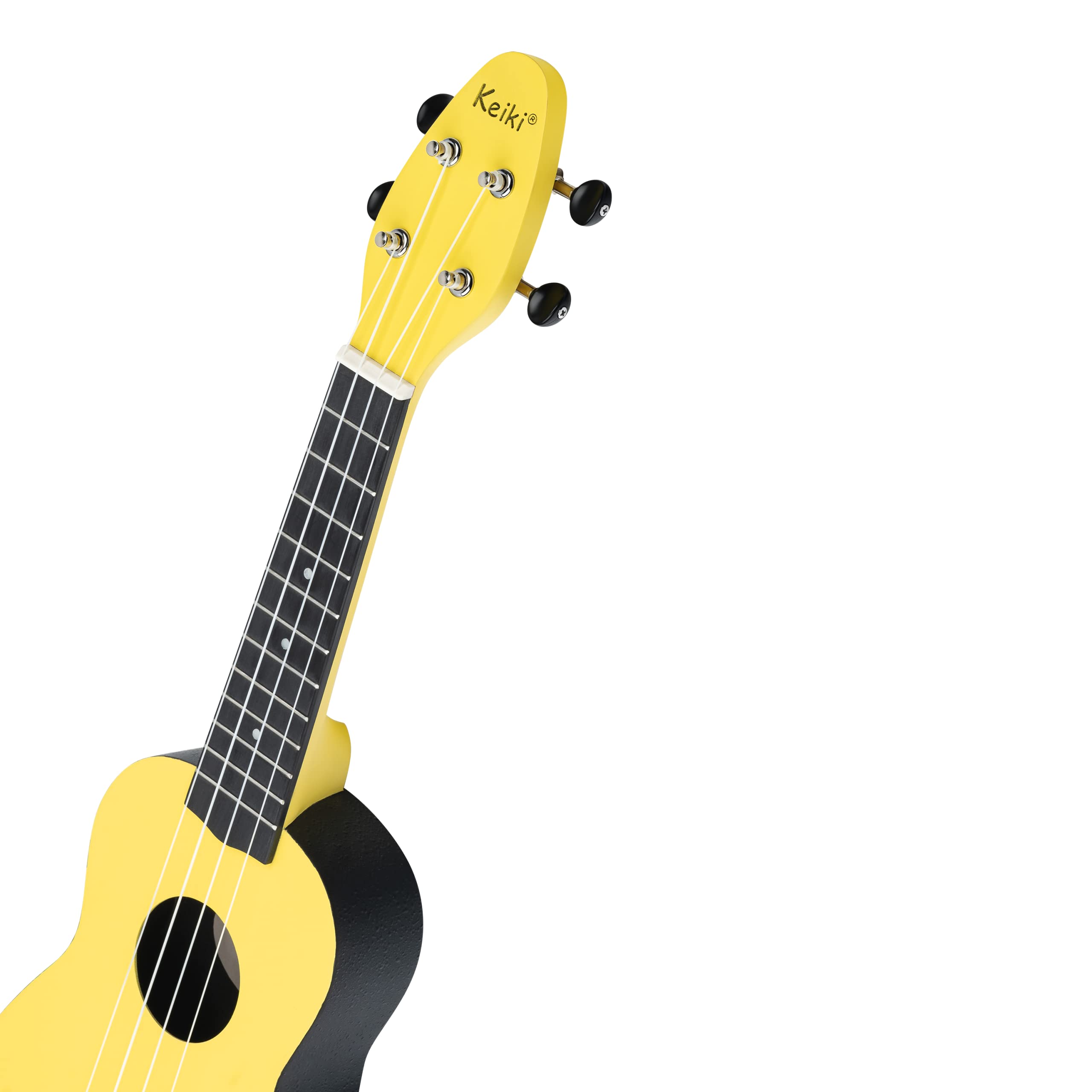 Ortega Guitars Sopran Ukulele Akustisch – Keiki K2 Series – Inklusive Zubehör – Agathis, ABS, Gelb (K2-LGR)