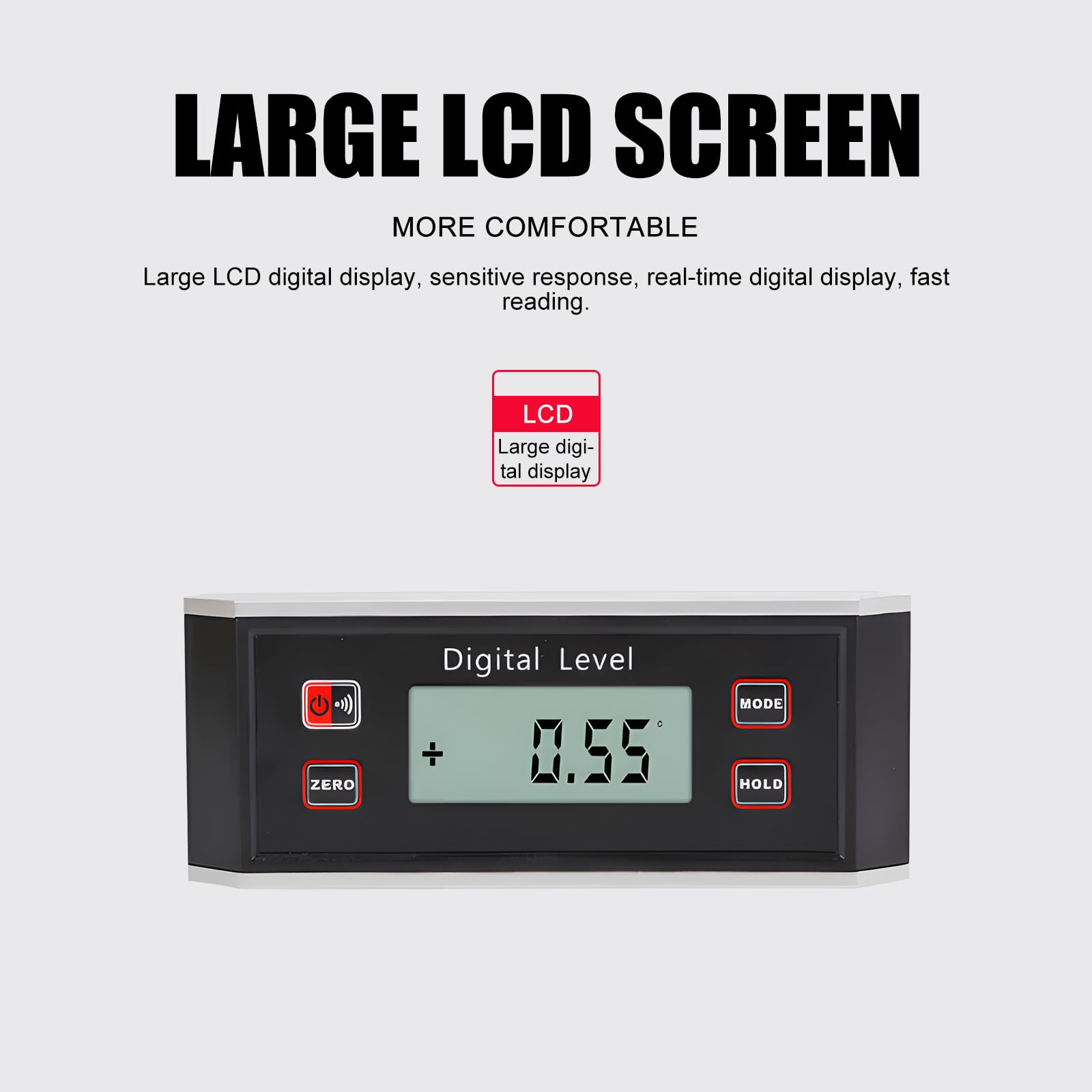 Inclinometro Digital 4x90° con Base Magnética, Nivel Digital IP65 Impermeable, Transportador de Ángulo con 4 Unidades °% mm/m IN/FT, para Carpintería, Construcción