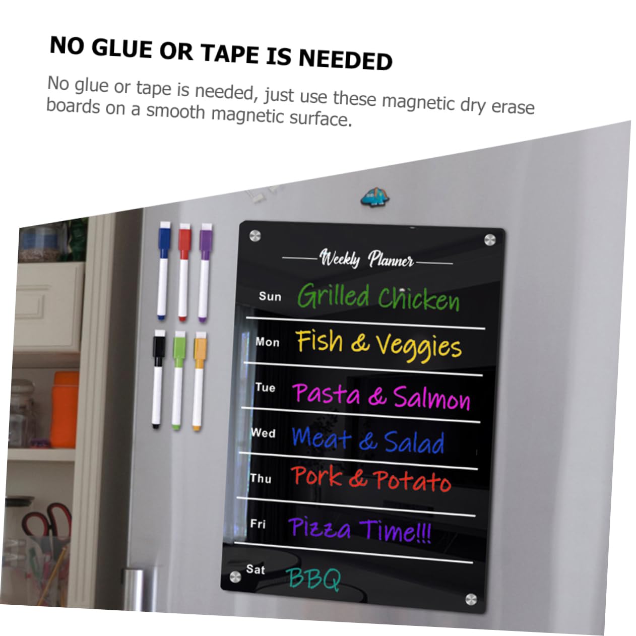 Magnetische Planungstafel A3 Acryl Magnetisch Abwischbar Wiederverwendbar Whiteboard Mit 6 Markern Küchenkalender Kühlschrank Notizboard Büroplaner
