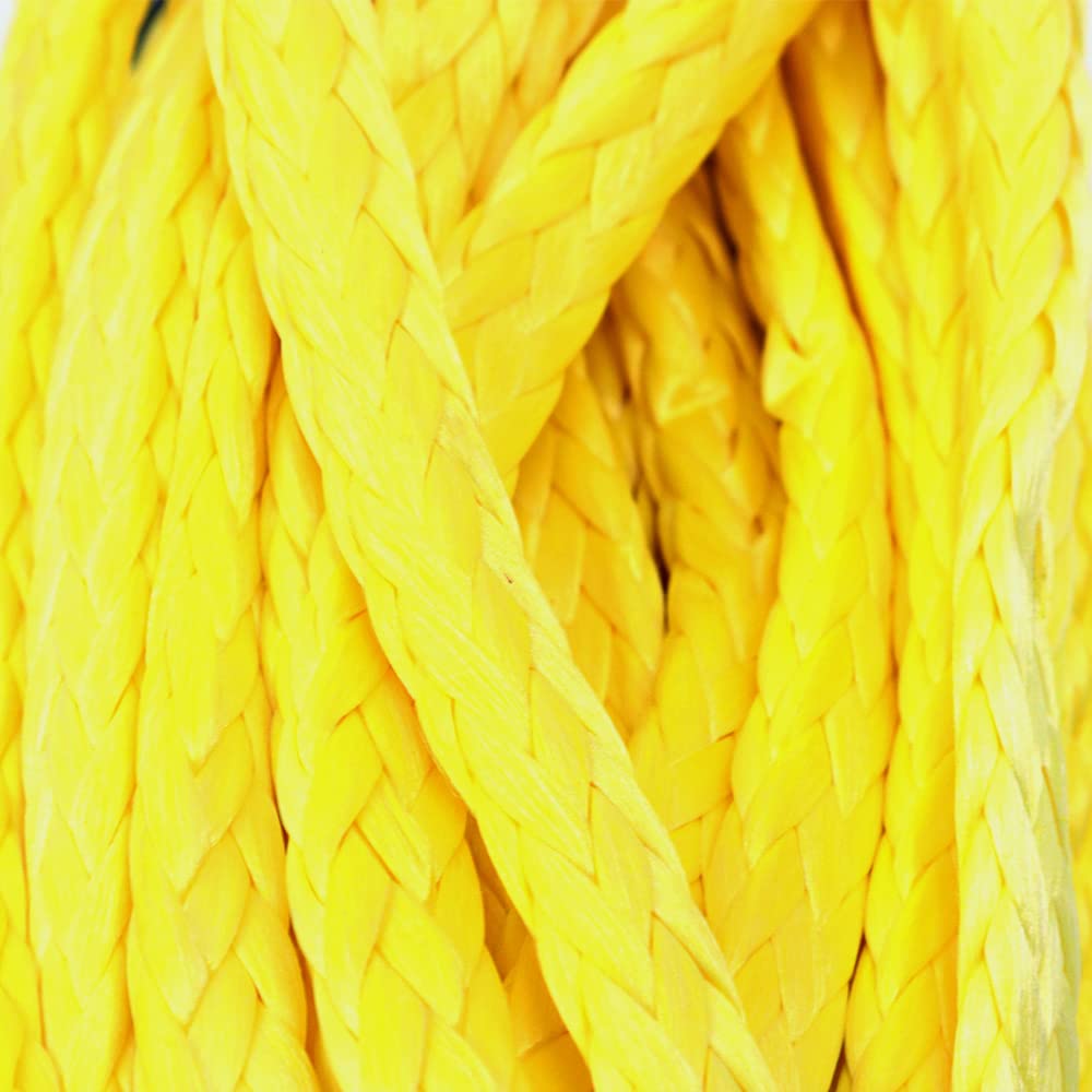 1/4" x 50' 7700LBs Corde de câble de Ligne de treuil synthétique avec Gaine - Jaune