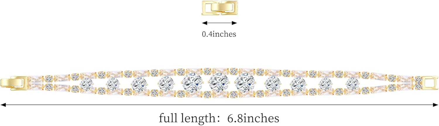 14K Elegant CZ Line Bracelet: 14K Gold Plated Sparkle for Every Occasion 14K Gold Plated Womens Tennis Bracelet Sleek CZ Line Bracelet, Fits 6.0"7.2" Wrist Sparkly Everyday Jewelry Gift, Contemporary Tennis Bracelets for Women Elegant CZ Line Bracelet: 14K Gold Plated Sparkle for Every Occasion