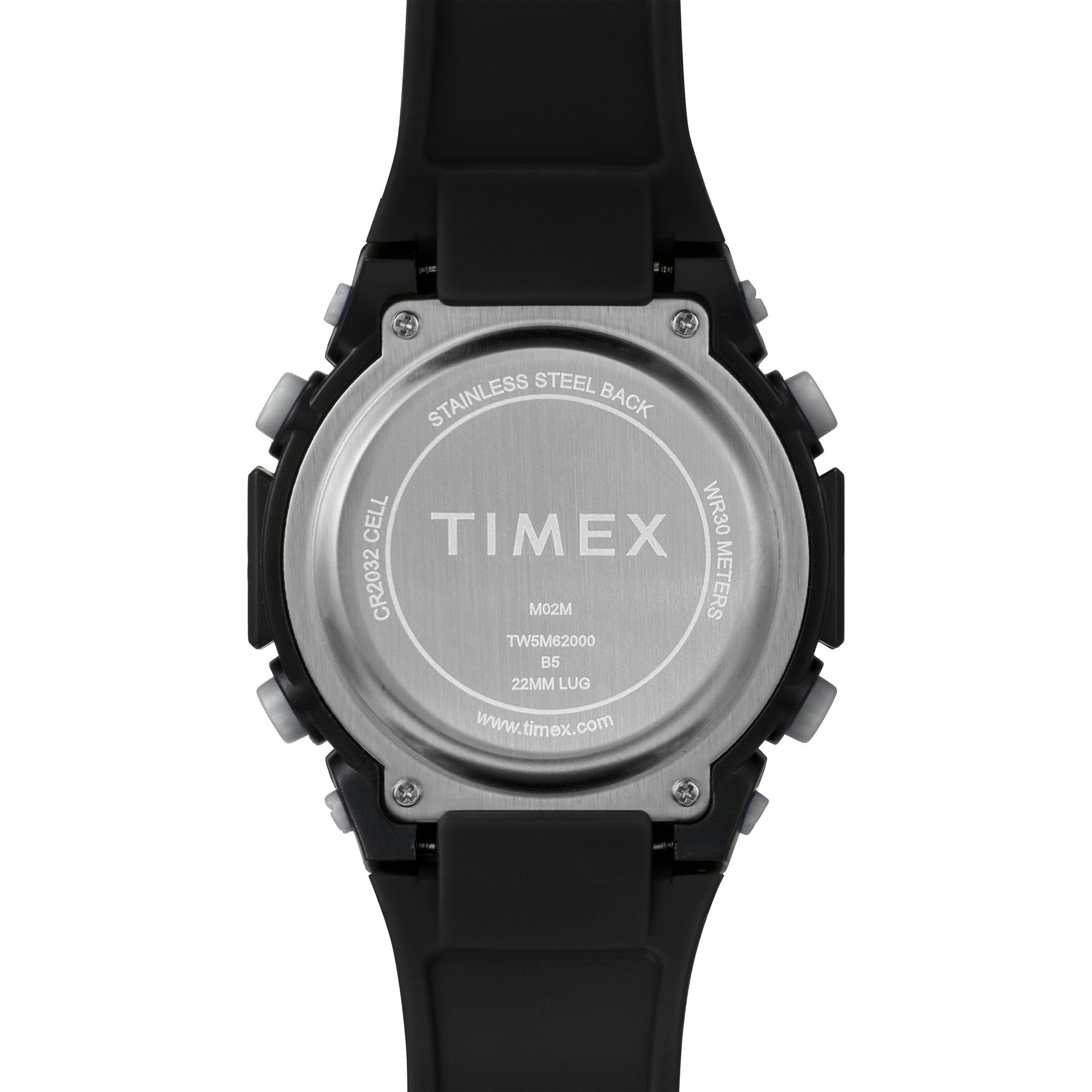 Timex Sport - Reloj de 50 mm para Hombre, Correa de Resina Negra, Esfera Digital, Caja Negra TW5M61900