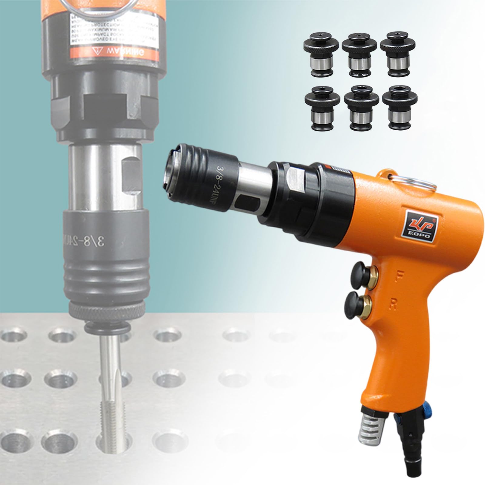 Pneumatic Tapping Machine, Maschiatrice A Testa Autobloccante, Trapano A Doppio Scopo per Foratura/Maschiatura, Ingresso Aria: 1/4 LN, Gamma di Maschiatura: M3-M12