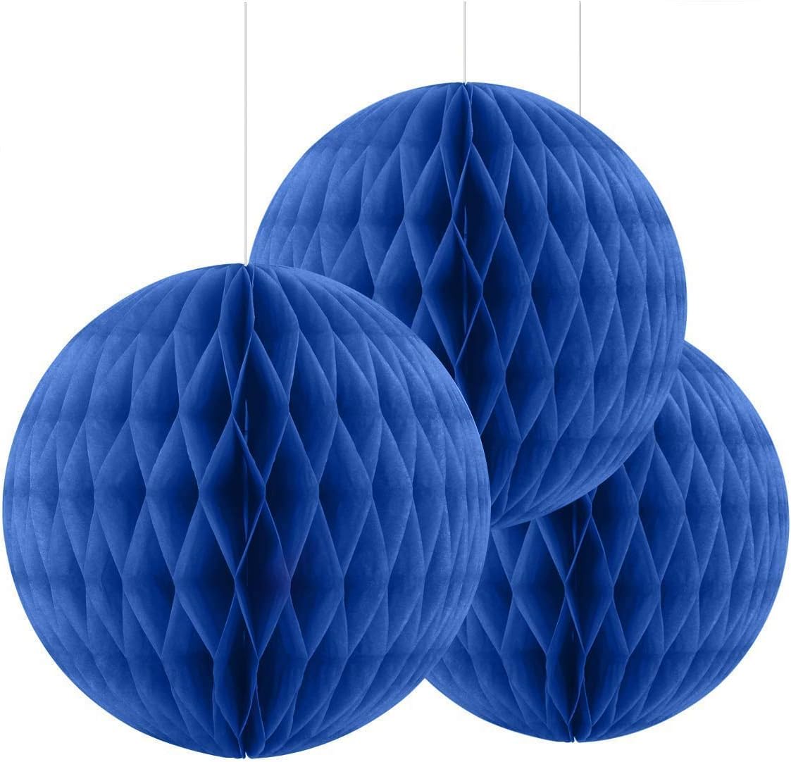 Velunza Royal Blue Honeycomb Paper Ball Decorations 10 Inch Hanging Honeycomb Balls for Birthday Party Decoration, Event Ceiling Decor, Reusable Foldable Paper Hanging Decorations – Pack of 3-image-43