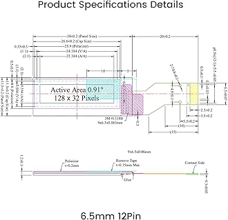 elecsung 1PCS OLED LCD Display Module, 0.91" 4 Wire SPI Serial OLED Screen Driver,128x32 3.3V ~ 4.2V for Ledger Nano S (15Pin Blue Light, 1pcs)