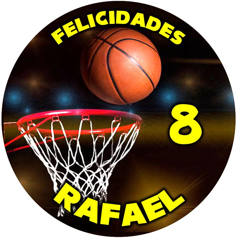 OBLEA de BALONCESTO CANASTA basket Redonda personalizada para Pastel o Tarta, Papel Comestible Decoracion Cumpleaños, Obleas Comestibles Torta Redondo - Vegano y Sin GLuten