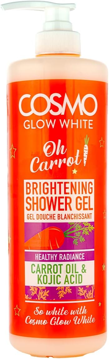 Cosmo Glow White Brightening Shower Gel 1000ml | Carrot Oil & Kojic Acid | Healthy Radiance | Help Reduce the Appearance of Brown Spots | Gently Cleanses
