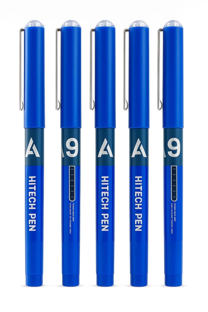 Figo A9 Hitech Liquid Roller Pen, 0.6mm Metal Tip, Free Ink System, (Pack of 7- Blue)-image-33
