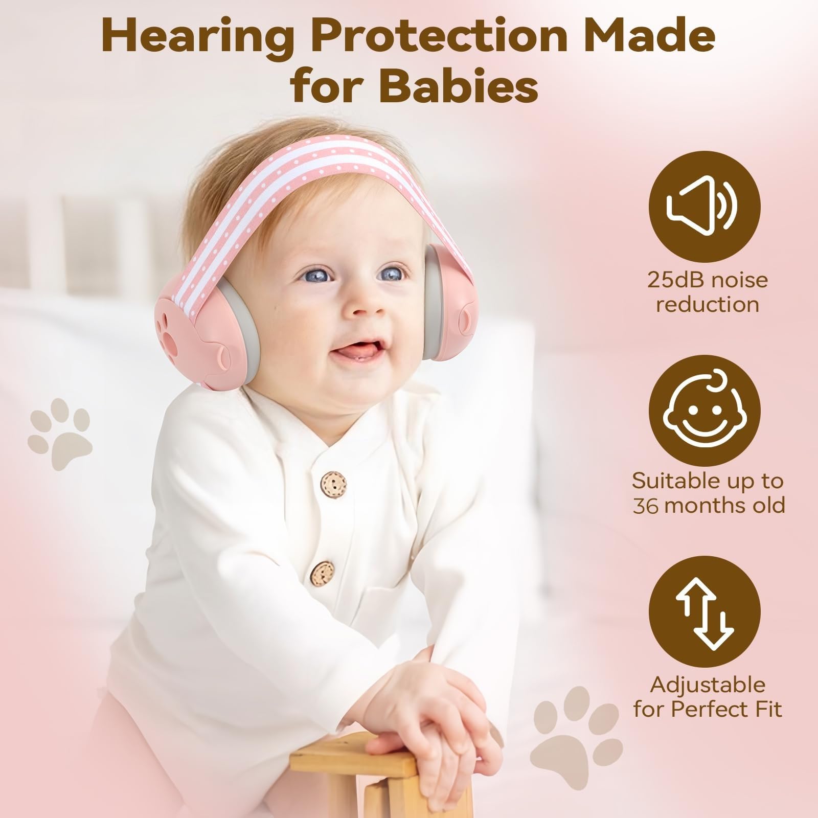 GUKOY Baby Ear Defender for Babies and Toddlers up to 3 Years, CE & UKCA Certified, Noise Reduction Earmuffs - Image 2