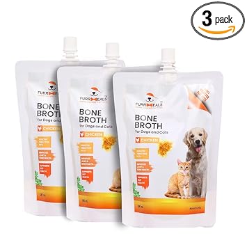 FurrMeals Ready to Serve Chicken Bone Broth | Treat for Dogs and Cats | 300ml x Pack of 3 | Joint Health Natural Supplement