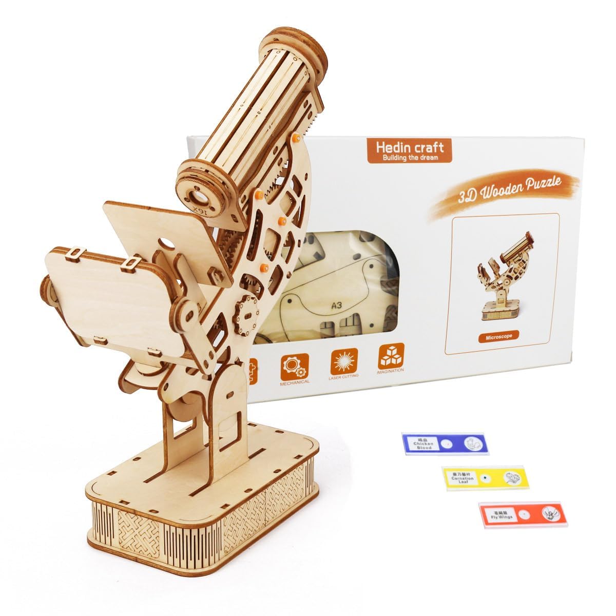 NALACAL 3D Wooden Puzzle Craft Kits, Educational Brain Teaser DIY Crafts Kits, Model Building Kits, Wooden Puzzle Science Gifts Christmas Birthday Gift for Adults Boys Girls (Microscope)