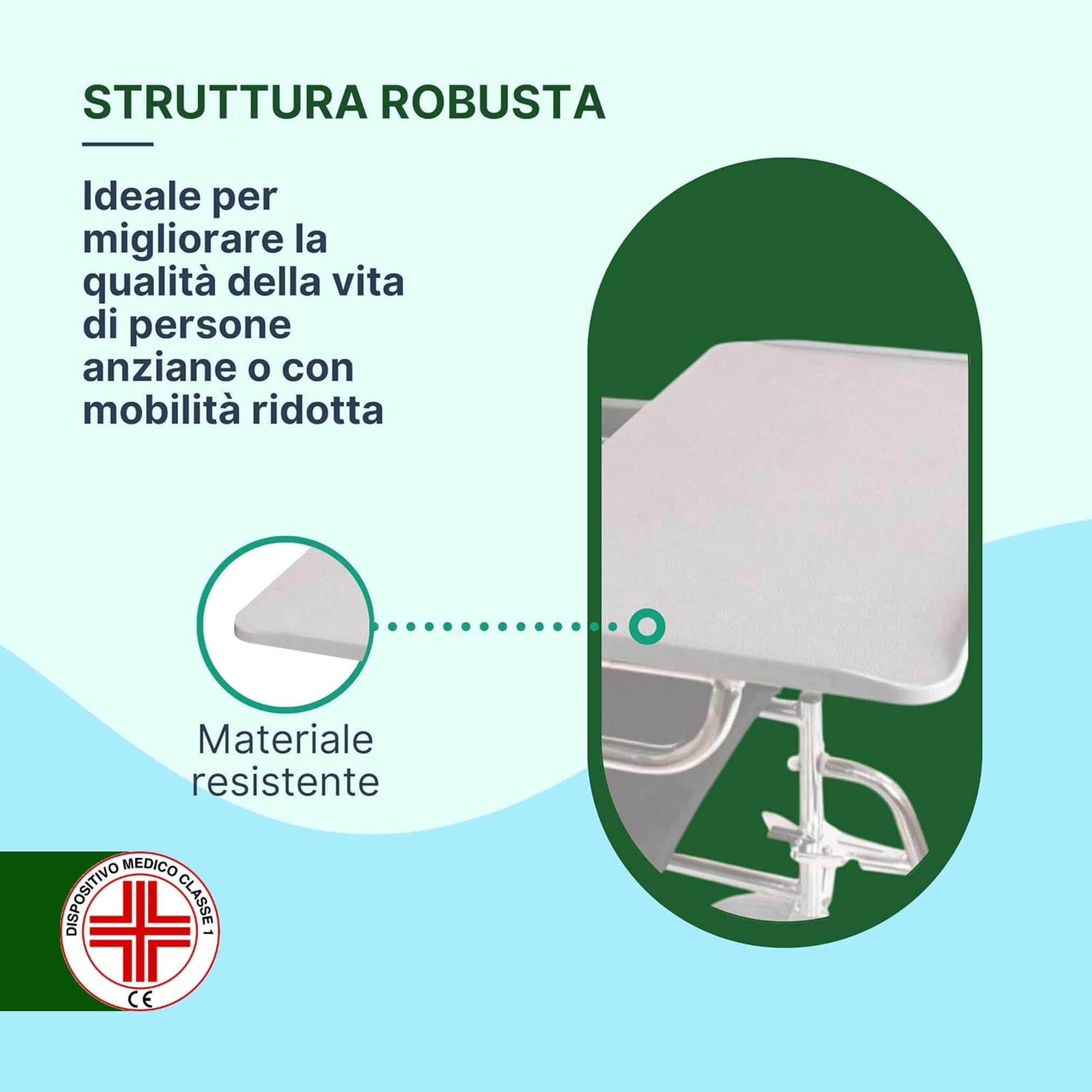 Tavolino per Sedia a Rotelle Lineare, 55x32 cm | Vassoio Rimovibile per Carrozzina per Disabili, Superficie Lineare