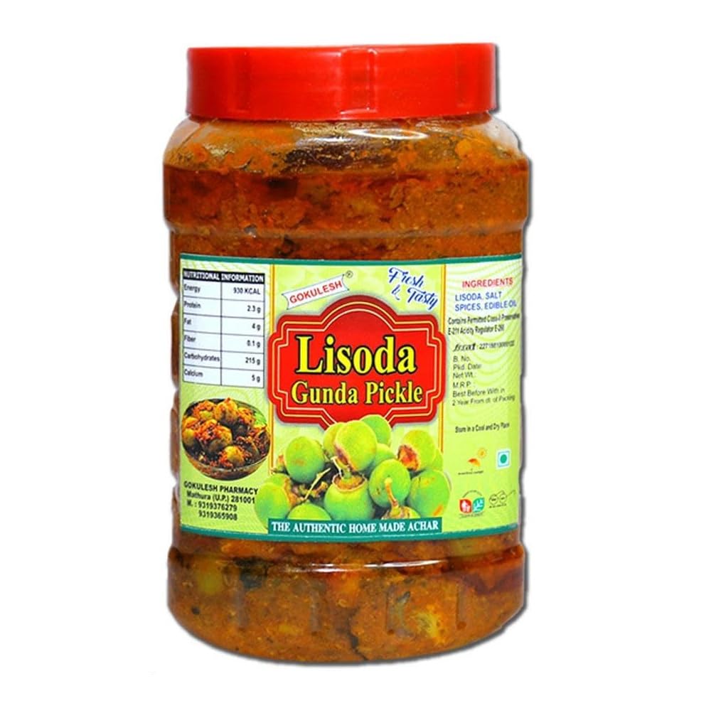 GOKULESH Lisoda Gunda pickle 500gm without Onion/Garlic pickle| (Gunda pickle) | Home Made Dry and Less Oil Pickle Made With Love No Artificial Colors Added| pack of 500gm