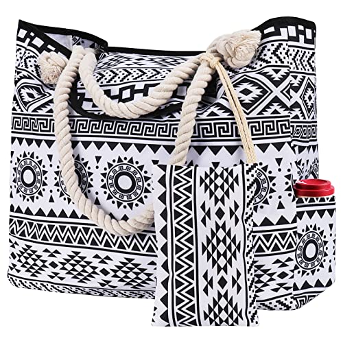 GuKKK Bolsa de Playa, Bolsa de Playa para Mujer, Bolso de Playa Grande Impermeable con Cremallera, Bolso Grande con Asa de Cuerda, Niña Mujer Bolsas de Viaje Bolsos, para Playa, Compras (01)