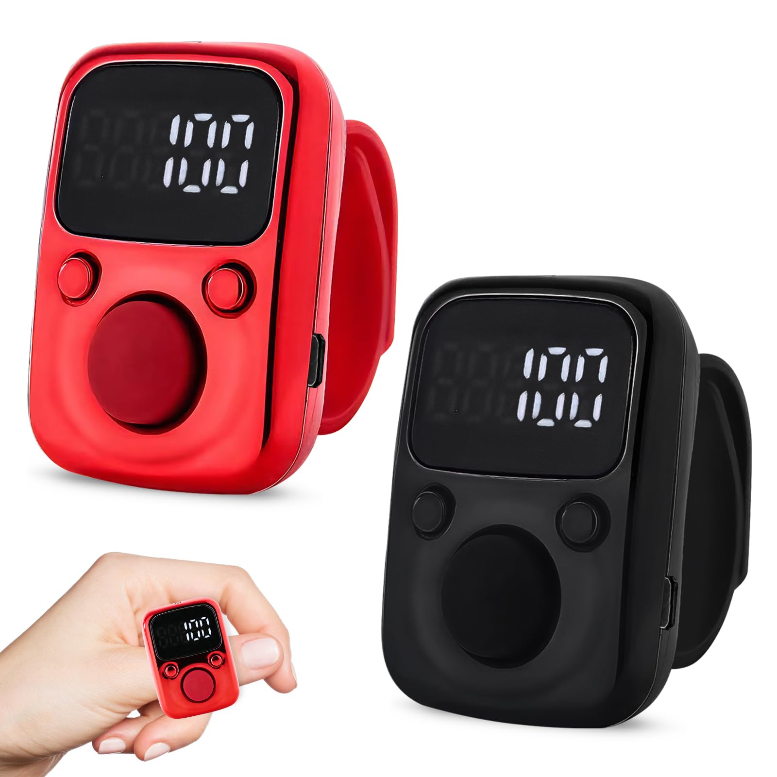 2 Pezzi Contatore Di Intelligente Impermeabile: Contatore Clicker, LED Display, Dispositivo Digitale per Contare Le Dita Ideale per Sport, Eventi Sportivi, Allenamento Di, Attività Scolastiche