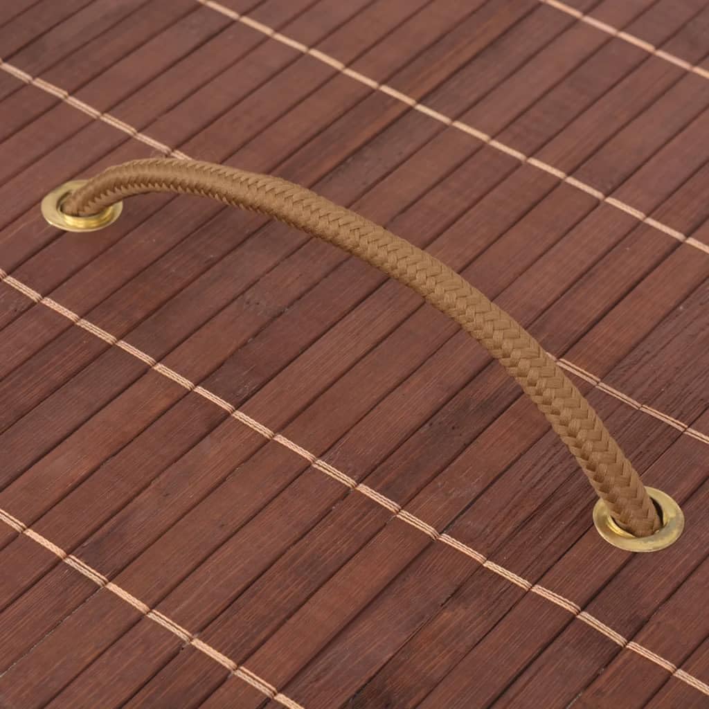 Cesto portabiancheria rettangolare in bambù marrone con inserto rimovibile in poliestere, 52 x 32 x 60 cm, facile da trasportare con manico, cesto portabiancheria multifunzionale per bagno