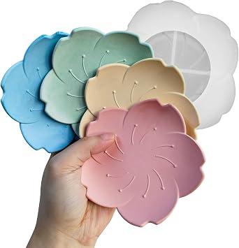 Wehous Cherry Blossom Tray Silicone Mold Flower Storage Tray Mold for Epoxy Resin Concrete Plaster Clay Display Jewelry Holder Trinket Container Candle Holder Mold Unique Art Craft Gift Ornament