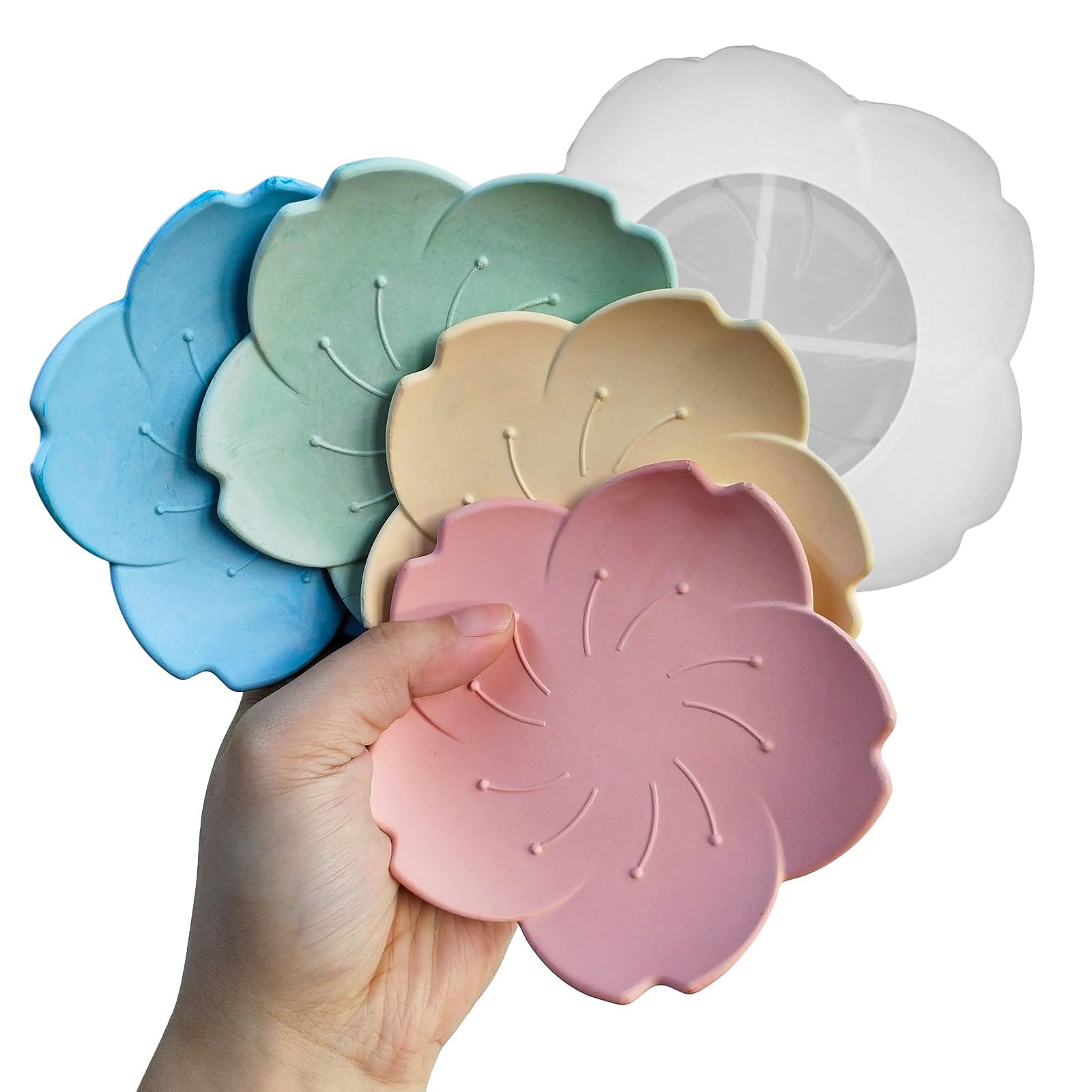 Wehous Cherry Blossom Tray Silicone Mold Flower Storage Tray Mold for Epoxy Resin Concrete Plaster Clay Display Jewelry Holder Trinket Container Candle Holder Mold Unique Art Craft Gift Ornament