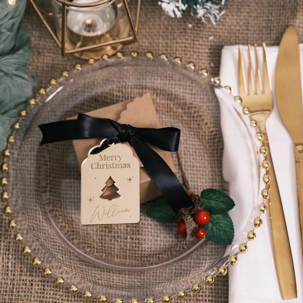 Lot de 100 étiquettes de nom de Noël personnalisées pour décoration de crackers de Noël, étiquettes cadeaux festives