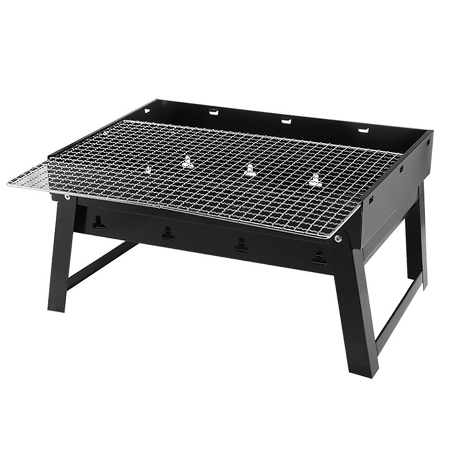 Barbecue portable pliable à charbon de bois avec grande zone de cuisson et poignée intégrée