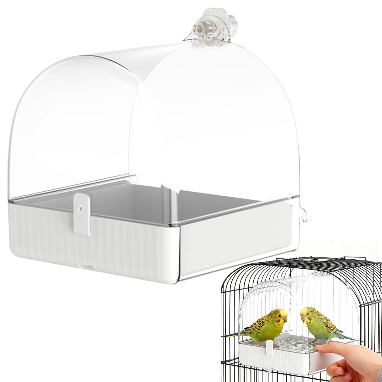 Baño para pájaros antivuelco para evitar suciedad en la jaula
