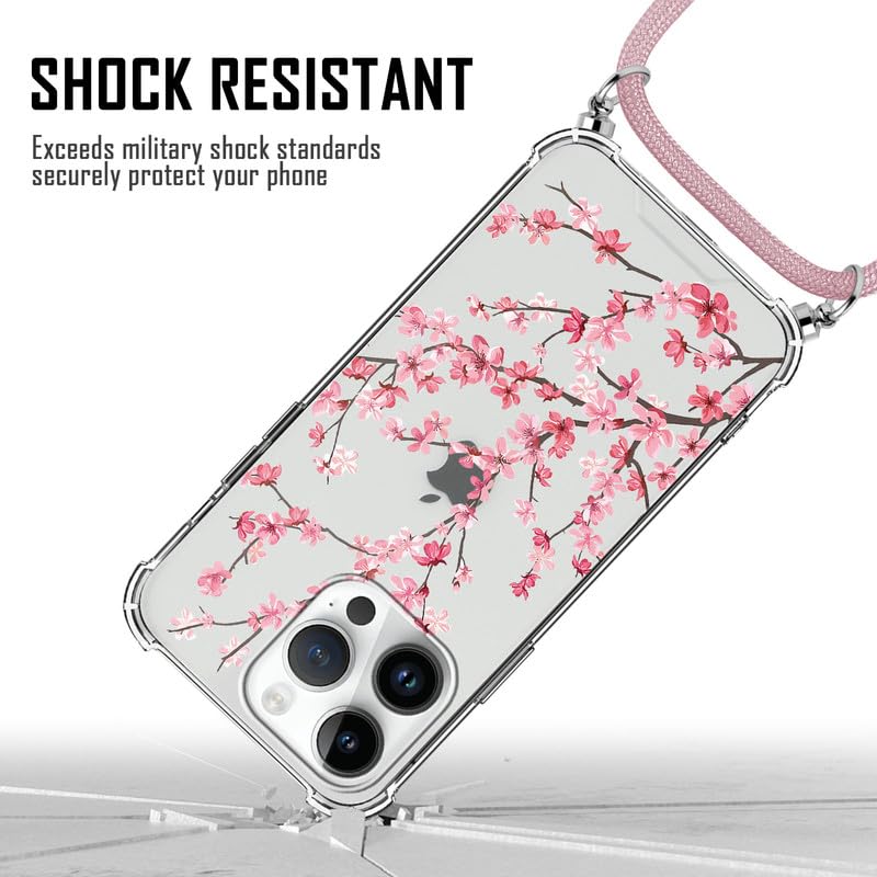 Custodia IPhone 14/13 Con Cordino - Cover Floreale Trasparente Antiurto - Foto 9