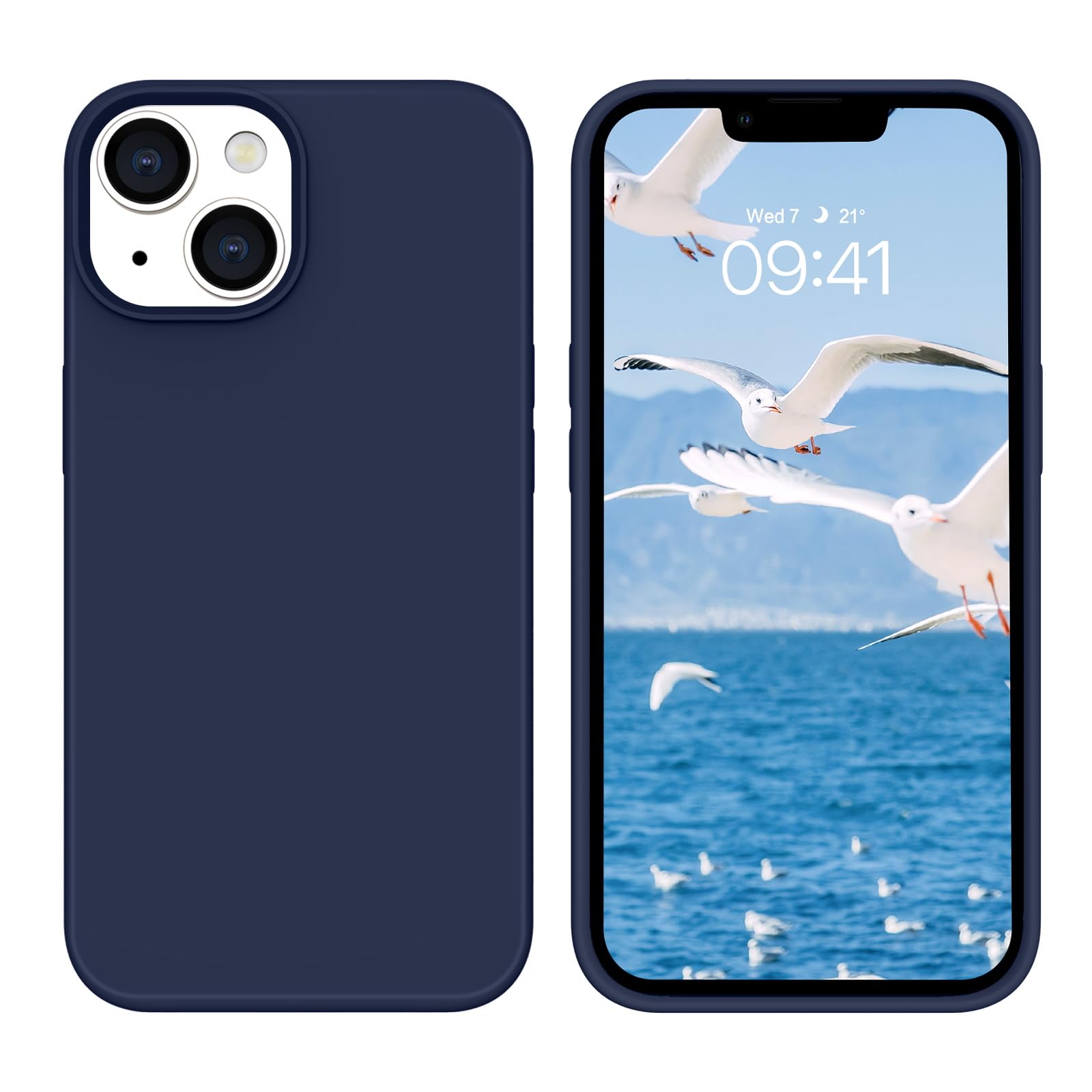BENTOBEN Compatible with iPhone 14 Case, Soft Silicone Gel Rubber Bumper Microfiber Lining Hard Back Shockproof Protective Phone Cover for iPhone 14 6.1", Navy Blue