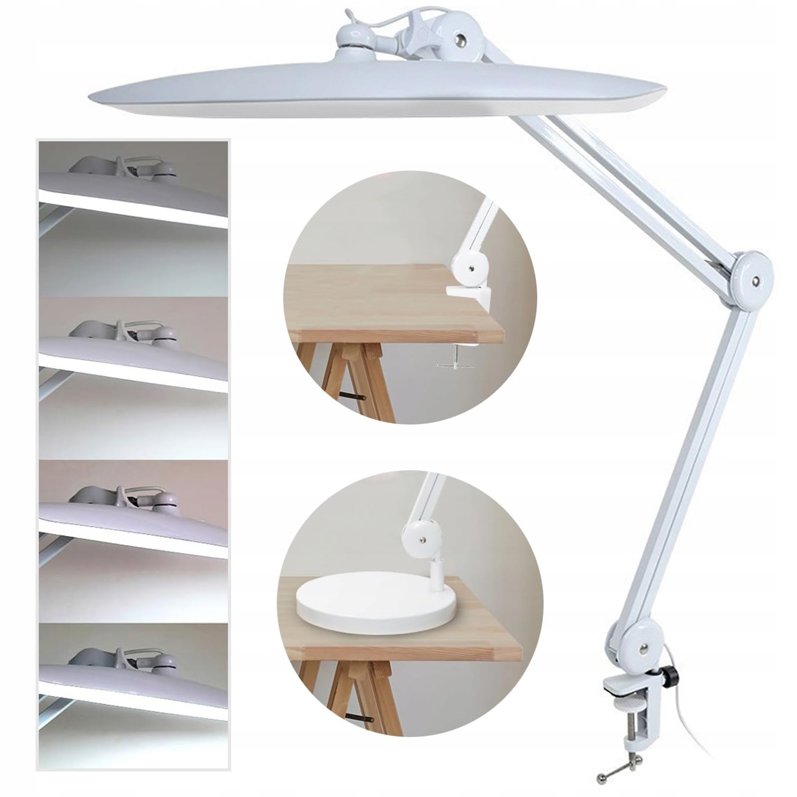 Lampa Biurkowa Kosmetycznych Z Zaciskiem, ściemnialna Lampa Biurkowa Do Salonów Paznokciowych, Składana Lampa LED Do Czytania Z Regulowanym Ramieniem, Do Architekta Domu Biura Warsztatu Rzemiosła