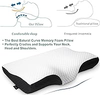 Vista 2 de Almohada ortopédica de espuma viscoelástica con contorno para dormir, almohada cervical ergonómica para el dolor de cuello - para dormir de lado