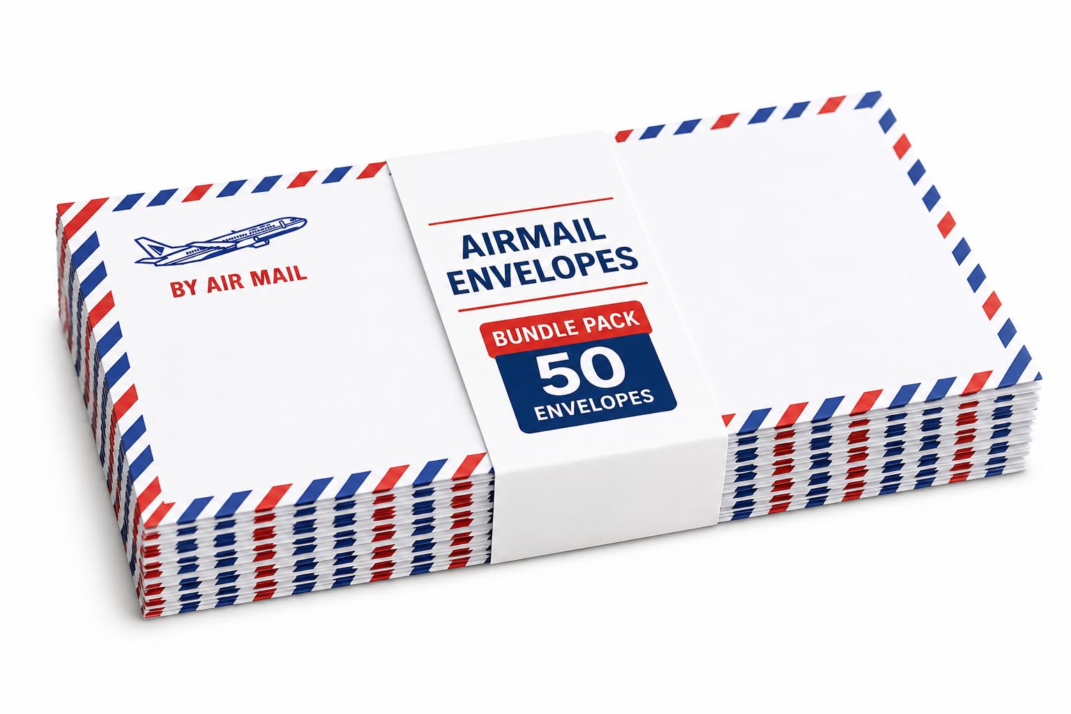 50 Pack Airmail Envelopes -Blue Airmail Envelope- Envelopes for Party Invitation, Love Letters, Military letters, Correspondence, Christmas, Military, Size 4 x 8.7 inches | by Lucky Pasta-image-4