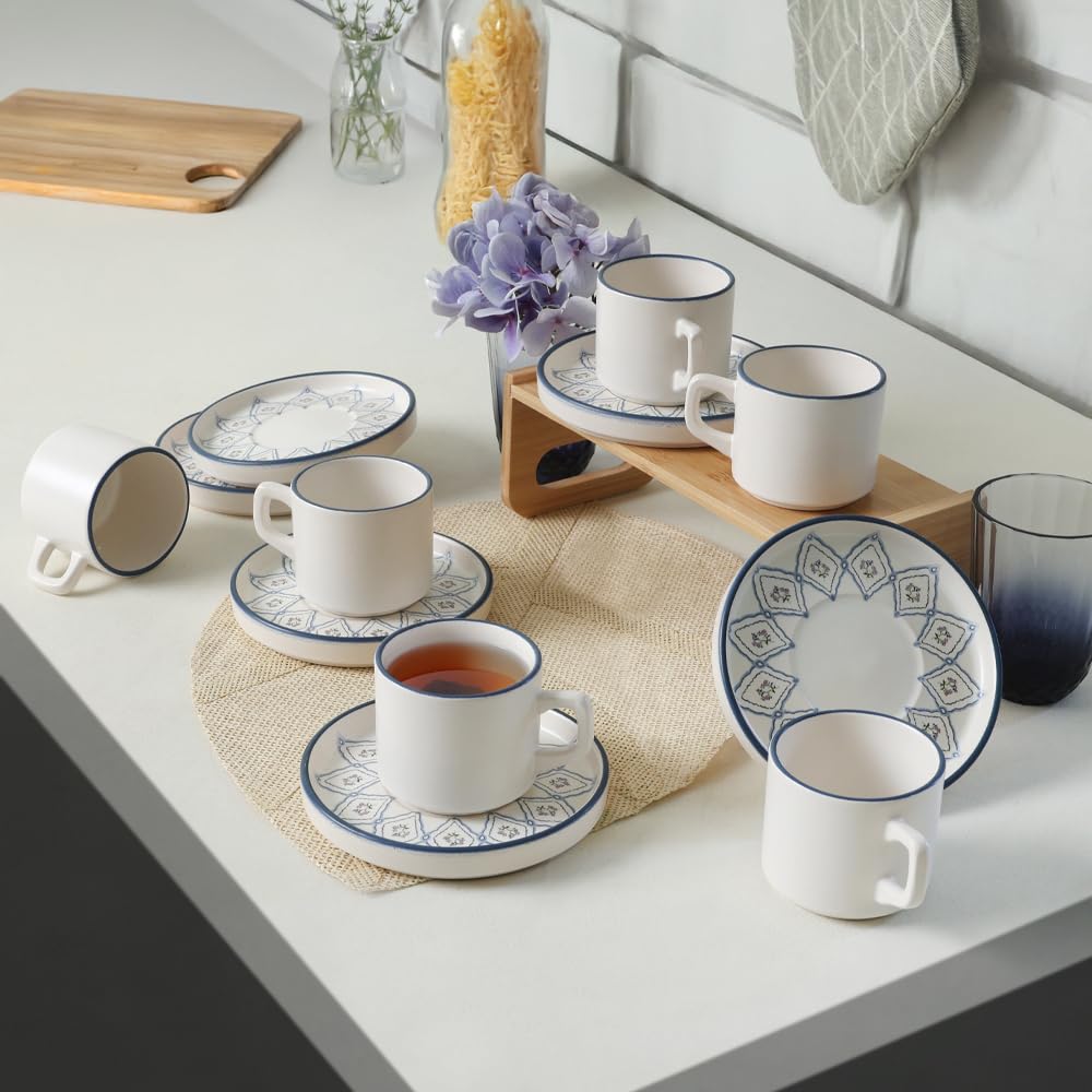 Keramika Floral Waves Stackable Çay Takımı 12 Parça 6 Kişilik 22669-71