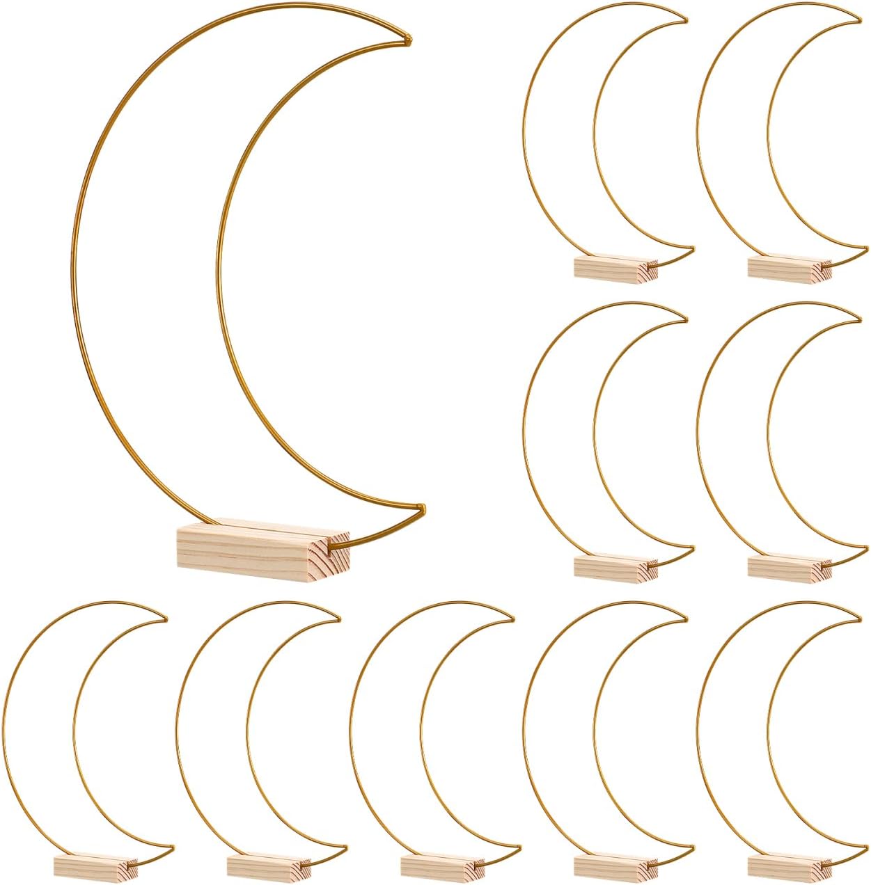 Wedding Table Decoration Moon Crescent Metal Hoop Centerpiece with Stand DIY Floral Ring for Celestial Party and Home Decor 10.23X7.87 Inches
