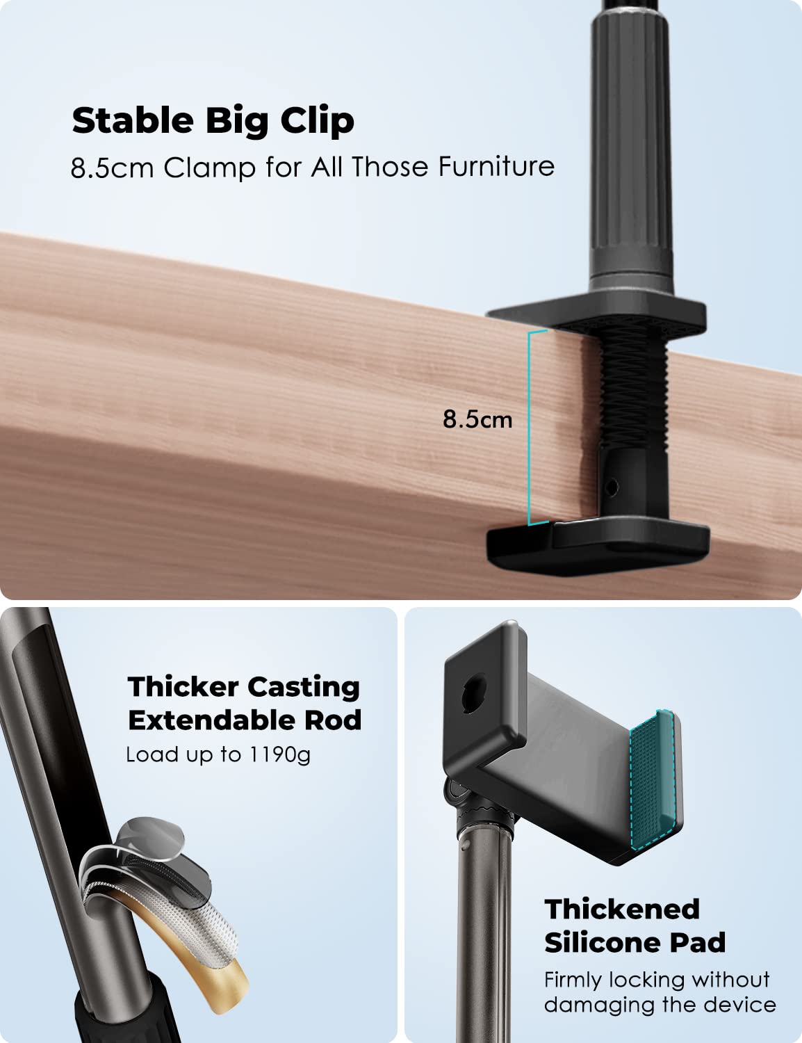 Supporto Cellulare Flessibile Overhead - Braccio Regolabile 360° Per Lettino, Scrivania - Foto 9
