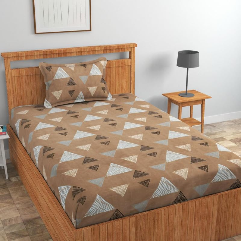 Image of Cotton 210 tc Flat Single | Diwan | Single Mattress Coat Bed Bedsheets for Summer Winter Breathable | Wrinkle Free (Size-60 X 90 Inch) with 1 Pillow Cover 60 x 90 Inches, Abstract, Mouse Grey