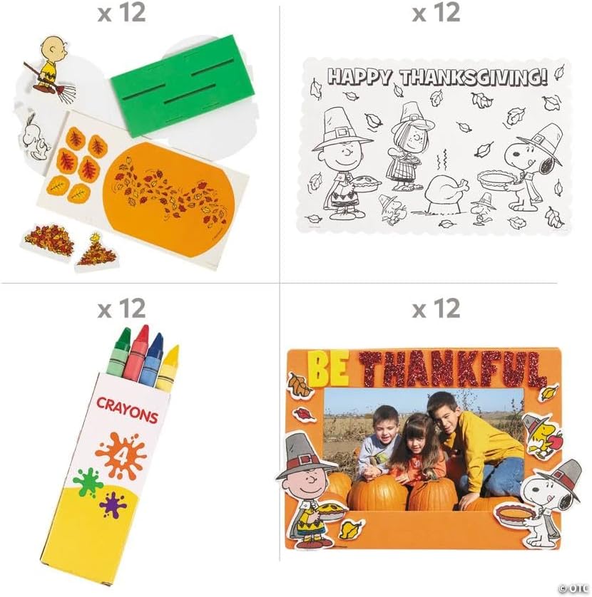 Fun Express Peanuts Thanksgiving Craft Kit Assortment - Makes 36