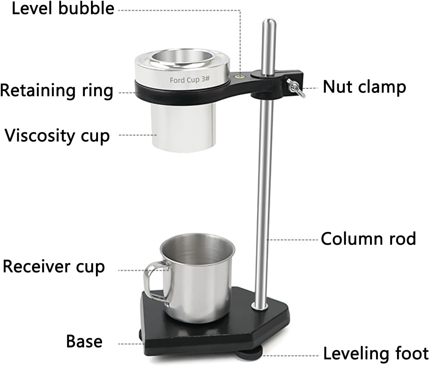 Flow Viscosity Cup Liquid Flow Meter, Viscometer Flow Cup Viscosity Cup Viscometer, Capacity 100±1 Ml, Brass Nozzle Design, for Paint Varnish Lacquer Inks