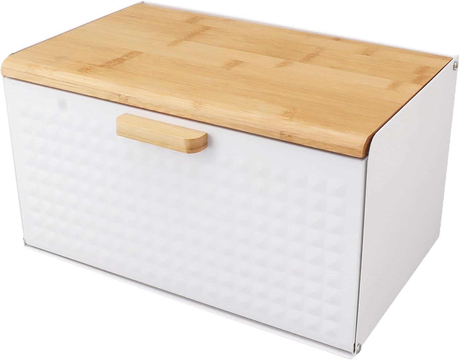 Grande Scatola per Il Pane in Legno con Struttura in Ferro, 35,5x21,5x20 Cm, Elegante Contenitore da Cucina per Il Pane Fresco, Ideale per Panettieri Casalinghi E Amanti del Cibo White