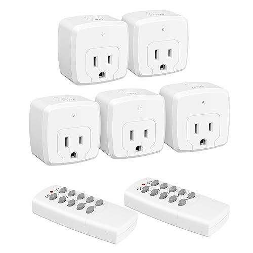 HBN Toma de control remoto con señal RF de 100 pies, enchufe de interruptor de encendido y apagado inalámbrico para electrodomésticos, batería