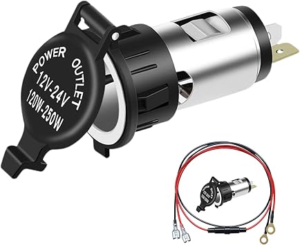 Cigarette Lighter Socket, 12V Power Outlet Socket Receptacle Waterproof Plug, Universal USB Power Charger and Socket Adapter, Car Replacement Parts
