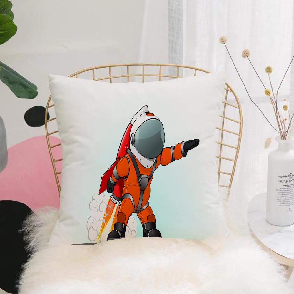 HYMSXW Cushion Cover,Throw Pillow Case Home Decorative for Living Room Bedroom Sofa Chair 20X20 Inch,Fantasy astronaut man flying into space with rocket,Pillowcase 50X50cm
