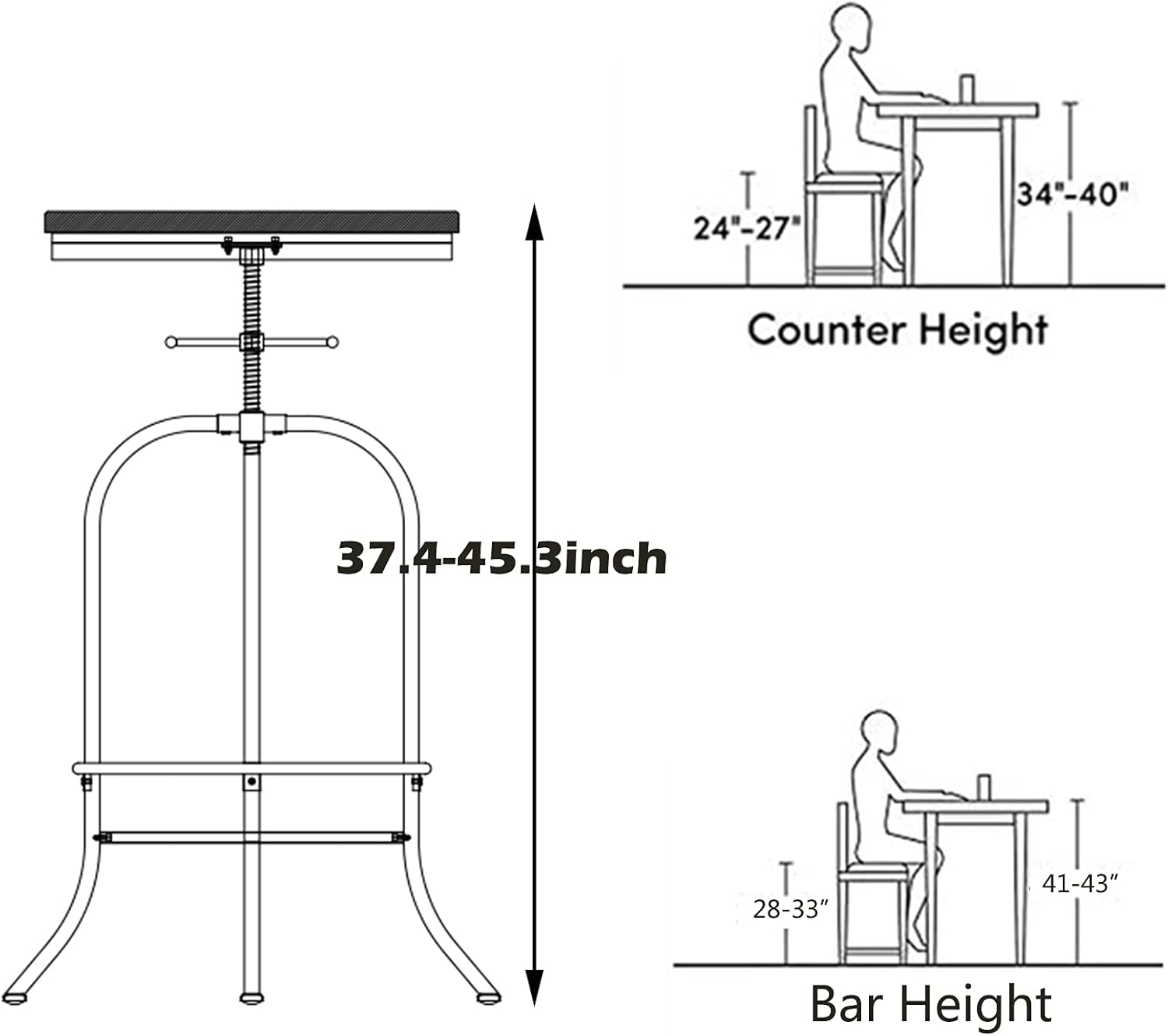 Vintage Pub Table and Stool with Backrest Industrial 3 Pieces Breakfast Dining Table Set for Kitchen Farmhouse Cafe Table and Chairs
