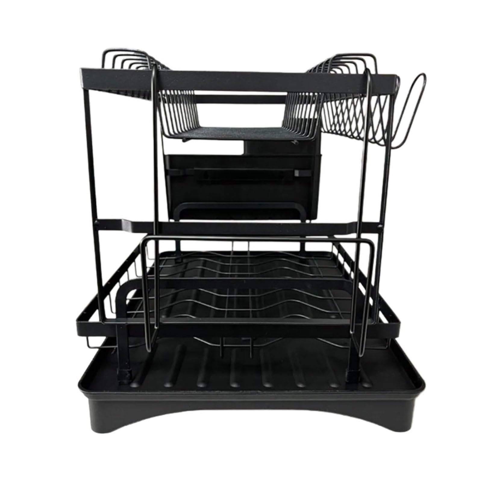 Kalttoy Portable Sturdy Iron Drying Rack 2 Tiers Designs Detachable Cutting Board Cup Organizers Holder Included Designs Large Capacity Rustproof Drainer