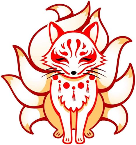 Dark Spark Decals Kitsune japonés  Vinilo adhesivo a todo color de 4 pulgadas para uso en interiores o exteriores, coches, portátiles, decoración,