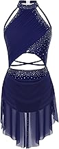 Oyolan Women's Figure Skating Dress Rhinestone Leotard Gymnastics Latin Dance Costume Contemporary Dance S-XXL