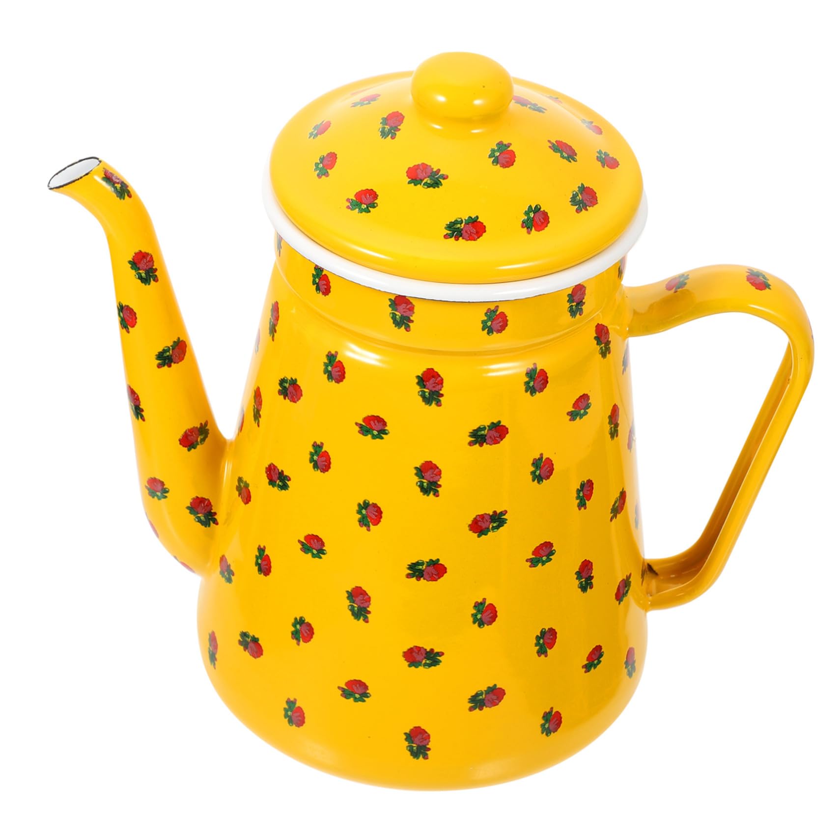 Cabilock Bouilloire Émaillée et Poignée Ergonomique avec Bec Fin Vintage 1,5l pour Bureau et Préparation de Thé la Maison