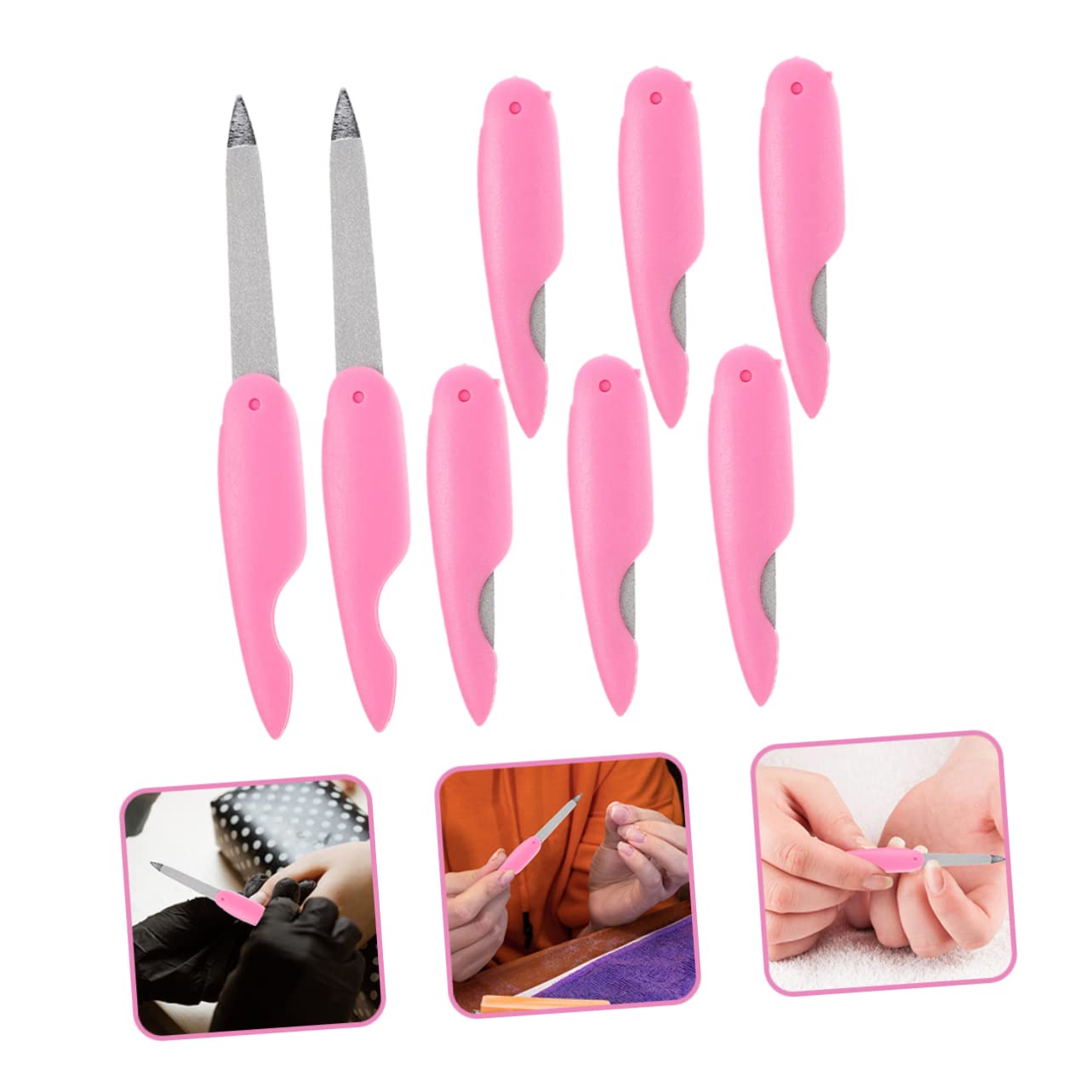 VICASKY Buffer Unghie Doppia Faccia 8Pezzi in ABS e Metallo, Disegno Raffinato per Manicure a Casa o Salone