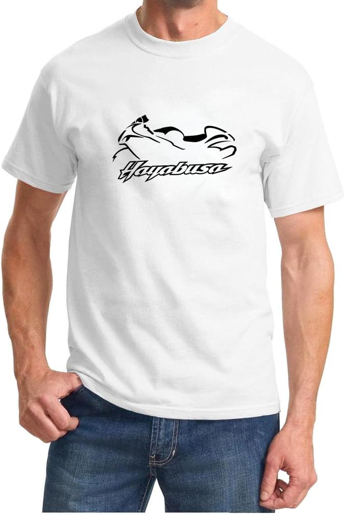 Suzuki Hayabusa Motorcycle Classic Outline Design Tshirt Large White