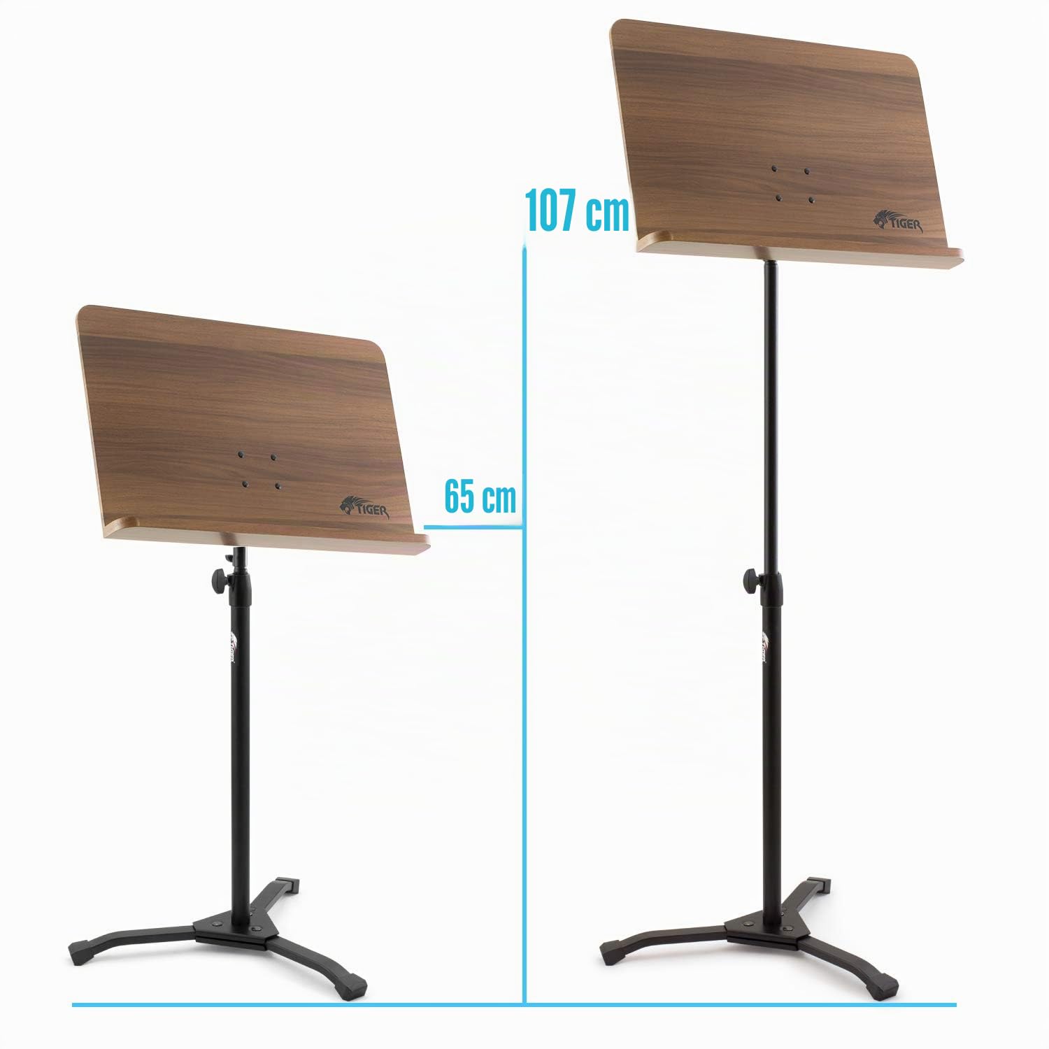 TIGER MUS35-PRO Pupitre d'orchestre en bois avec base métal robuste professionnelle