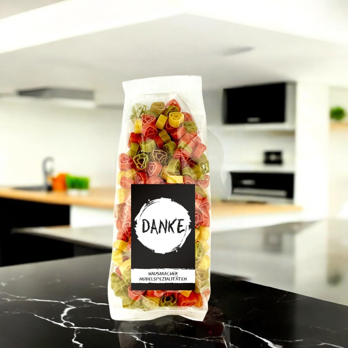 10x 250 gr. Nudeln Motiv: Danke/Geschenk/Kundengeschenk/Gastgeschenk