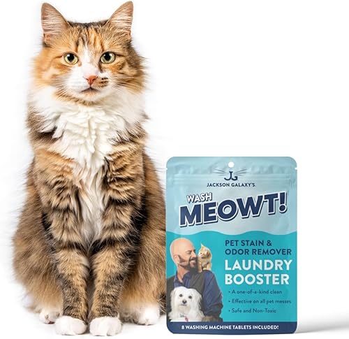 Miniatura 4 de Jackson Galaxy Meowt - Potenciador de ropa Removedor de manchas y olores de mascotas con CO2 8 tabletas de lavadora Orina de mascotas, vómitos,